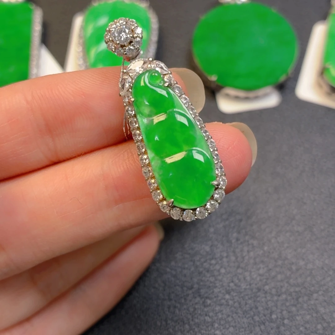 翡翠银S925镶嵌吊坠(不含链)