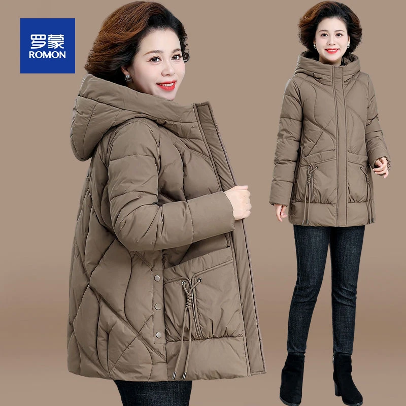 妈妈冬装2024新款羽绒棉服中老年女装秋冬棉衣外套中长款保暖棉袄