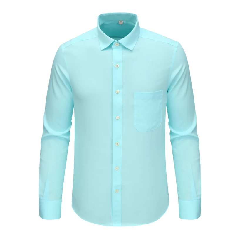MY40美尔男式春秋长袖衬衫 棉休闲商务上衣 湖蓝色 时尚都市 免烫
