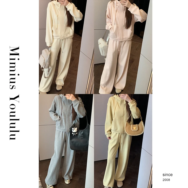 【mimius】喵喵 休闲加绒加厚连帽卫衣＋阔腿裤 F10214