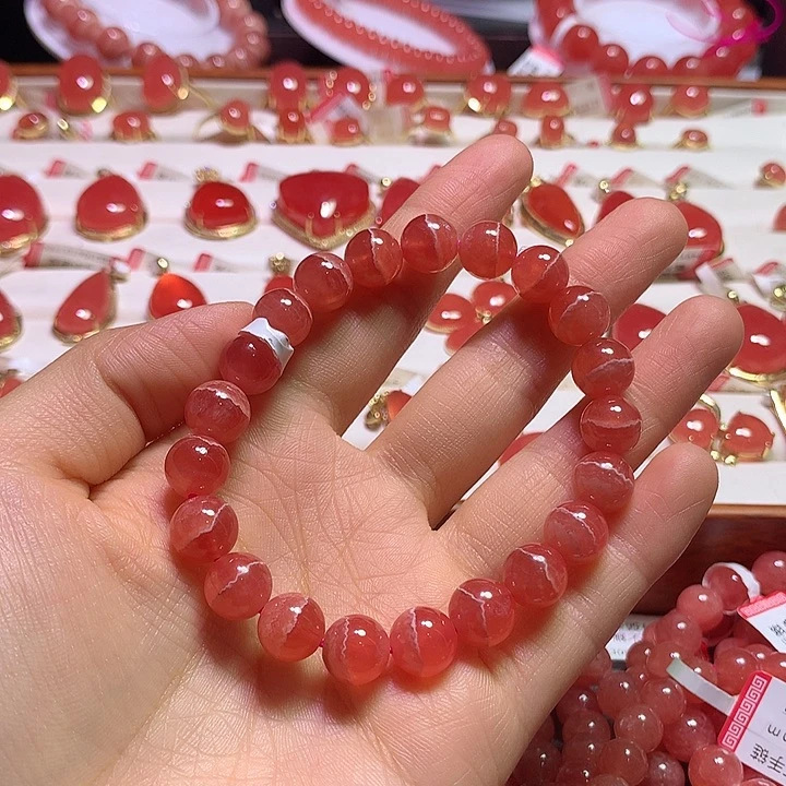 菱锰矿（红纹石）未镶嵌手绳9mm