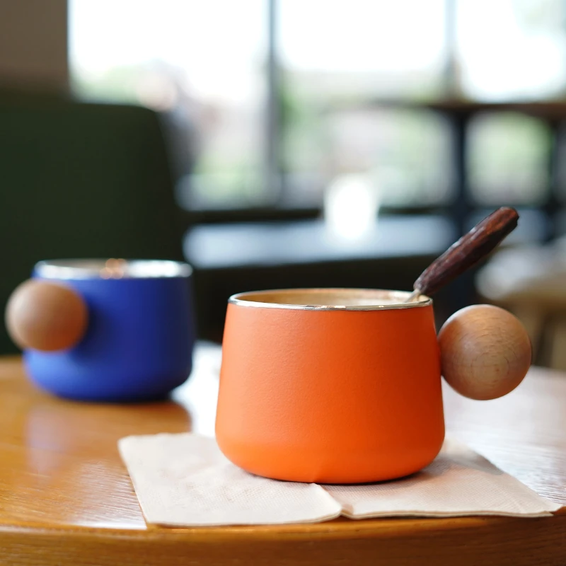 咖啡杯纯银茶杯 足银999包银杯高颜值礼盒套装马克杯拉花杯 乐序