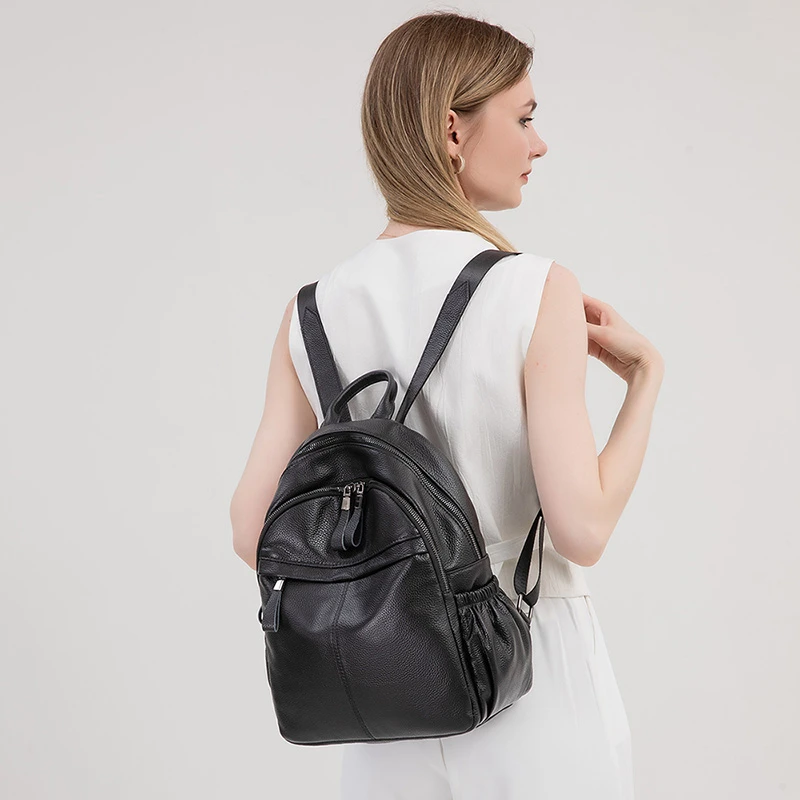 琳蒂袋鼠双肩包女真皮2025新款头层牛皮旅游轻便软皮女士妈妈背包