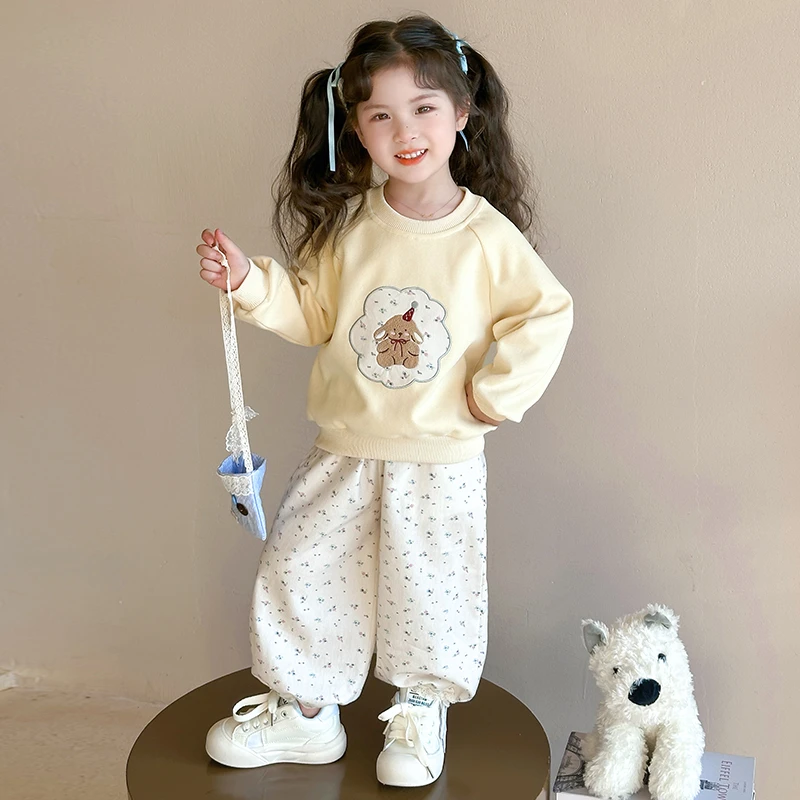 女童卡通卫衣套装洋气儿童春秋季新款女宝宝休闲两件套小女孩时髦