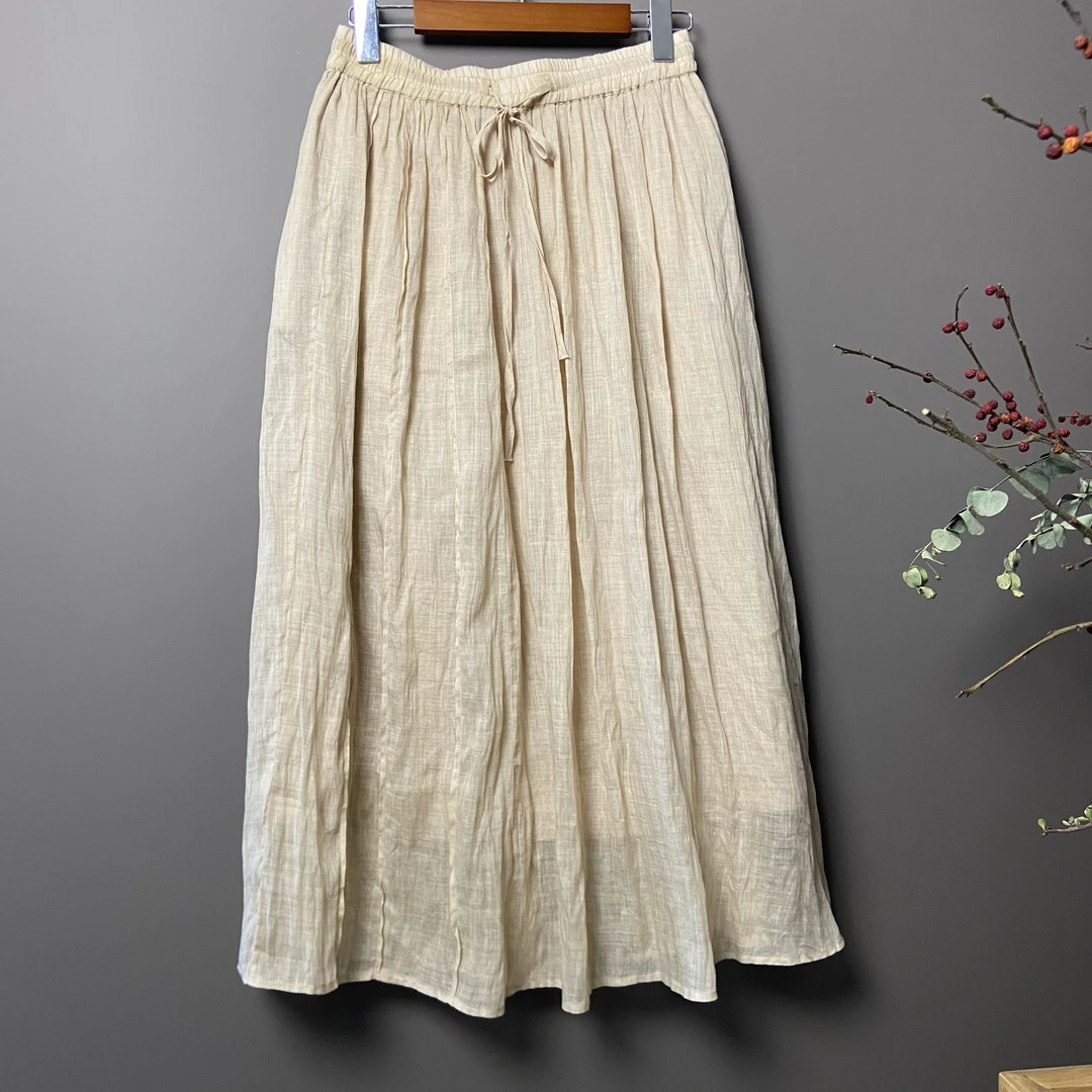 絮吟25014 夏季气质飘逸百搭中长款半身裙（裙长85  松紧腰围72）