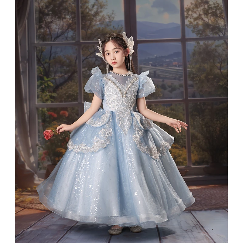 儿童礼服女童主持人花童婚纱小众轻奢女孩钢琴演奏生日公主裙高端