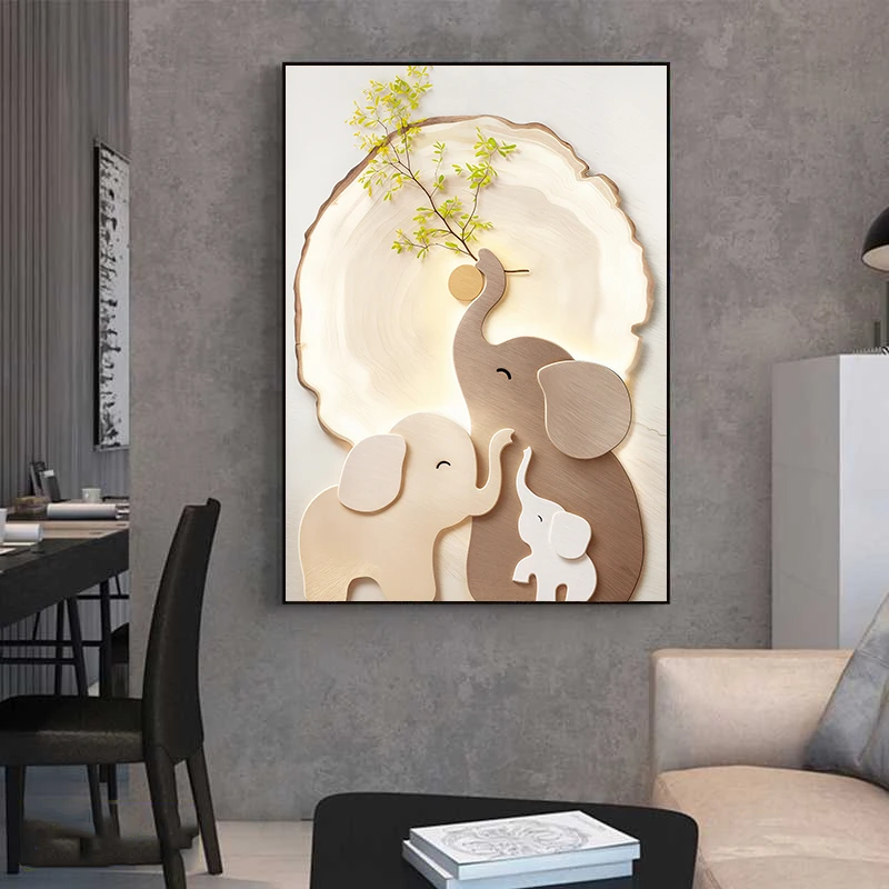 【吉象如意】砂岩肌理画沙发背景客厅温馨轻奢定制装饰挂画