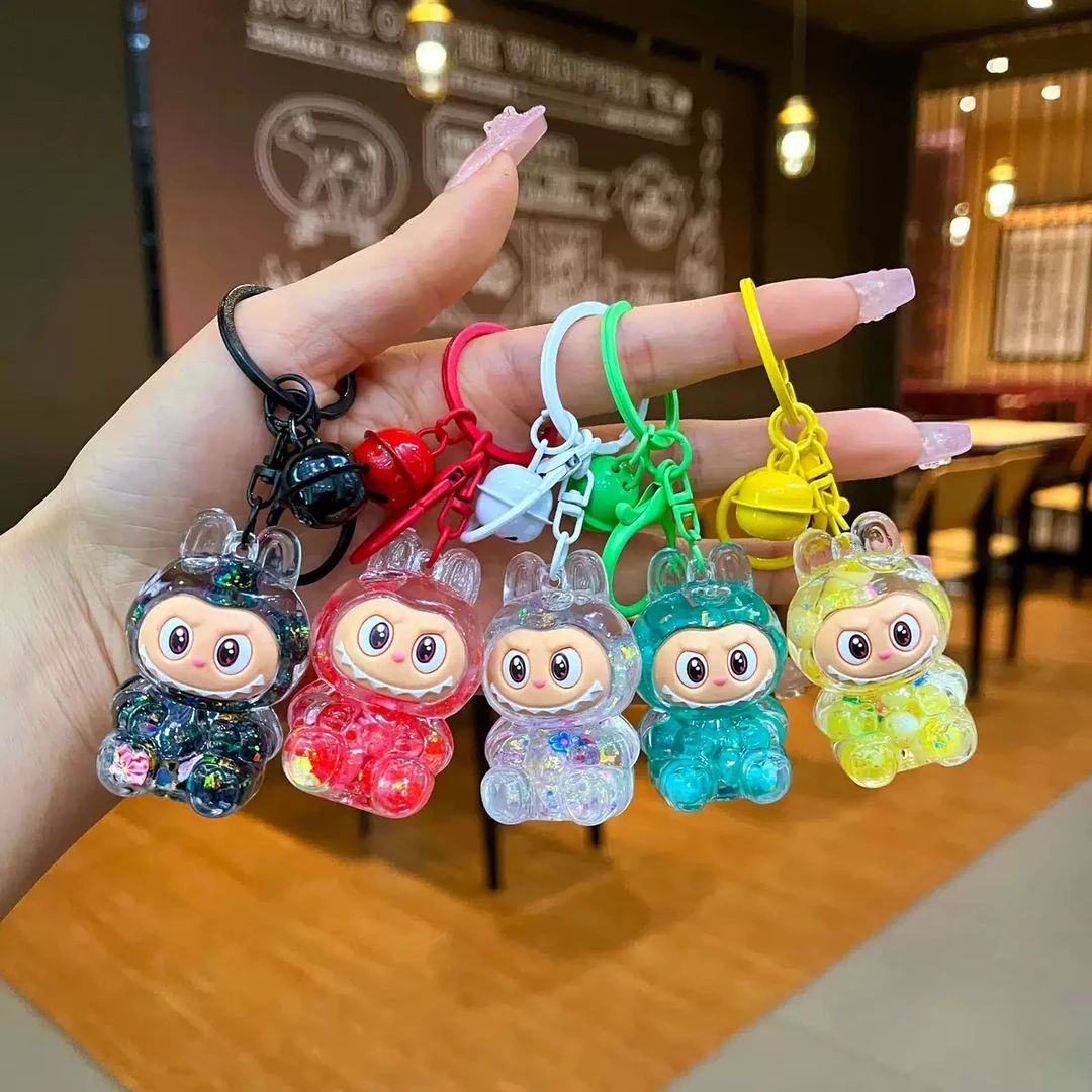 创意彩珠呲牙兔创意钥匙扣入油公仔书包流沙瓶小挂件礼品摆件套装