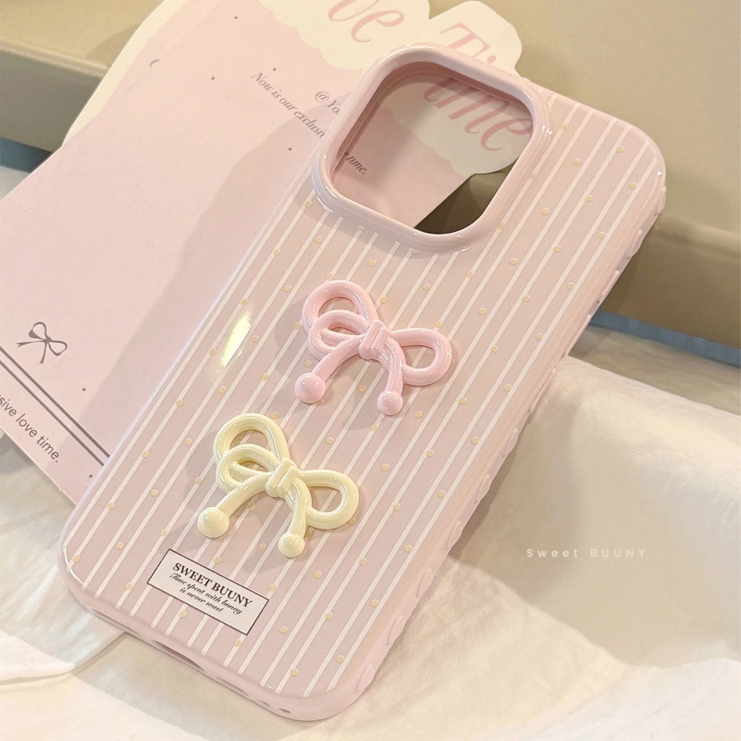 【包相机键】立体粉色蝴蝶结适用苹果17手机壳iphone16硅胶14promax