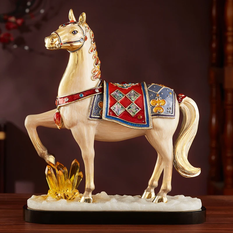 马到成功摆件新中式客厅博古架酒柜装饰品办公室摆设开业乔迁礼物