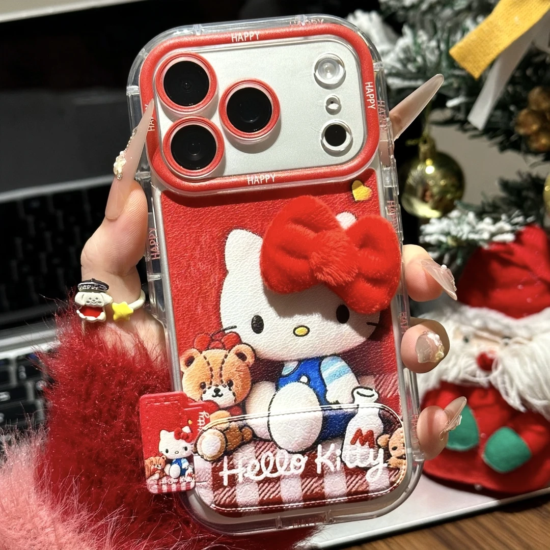 蝴蝶结小熊KT支架适用苹果16/17promax手机壳14华为vivoppo小米15