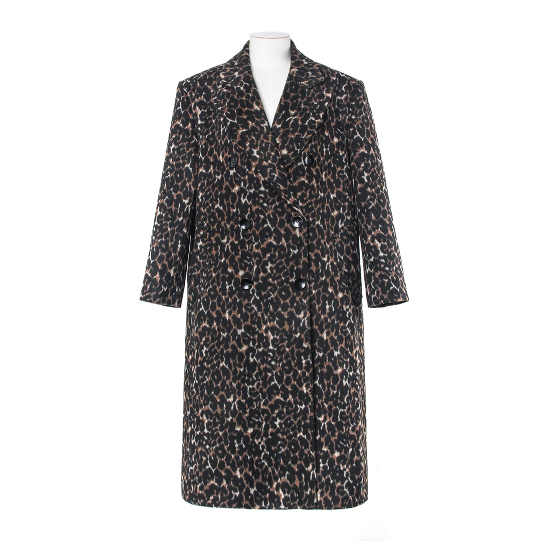 【源来有你】B99女士豹纹设计款时尚轻奢大衣ZBW36007-A