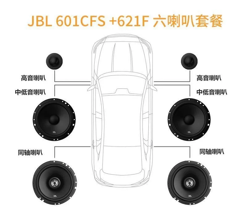 美国哈曼JBL汽车喇叭，601/621F车载扬声器，6.5寸套装同轴喇叭