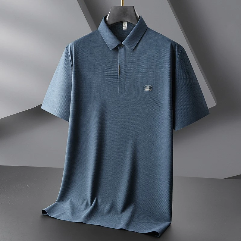 运动休闲免烫短袖polo衫男加肥大码夏装胖子宽松冰丝凉感半袖体恤