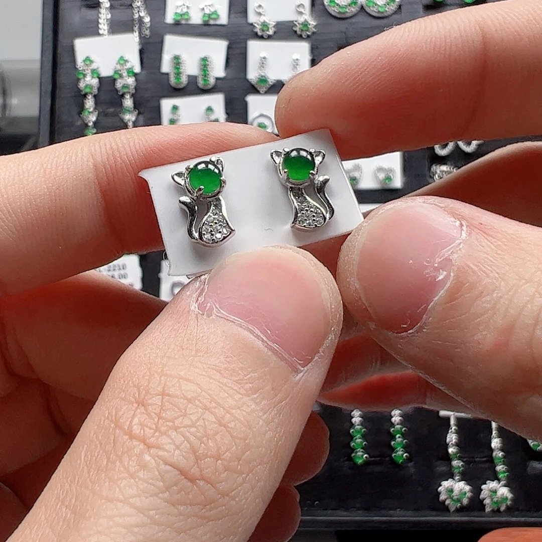 银S925镶嵌翡翠手链墨**风不退不换