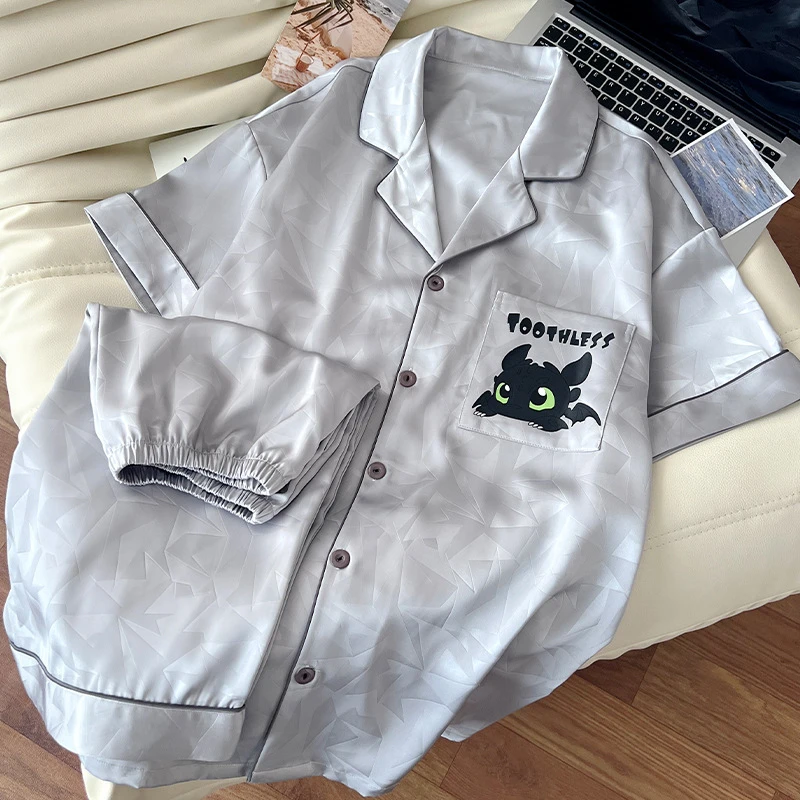 2025年新款夏季冰丝凉感薄款睡衣男卡通短袖短裤可外穿家居服套装