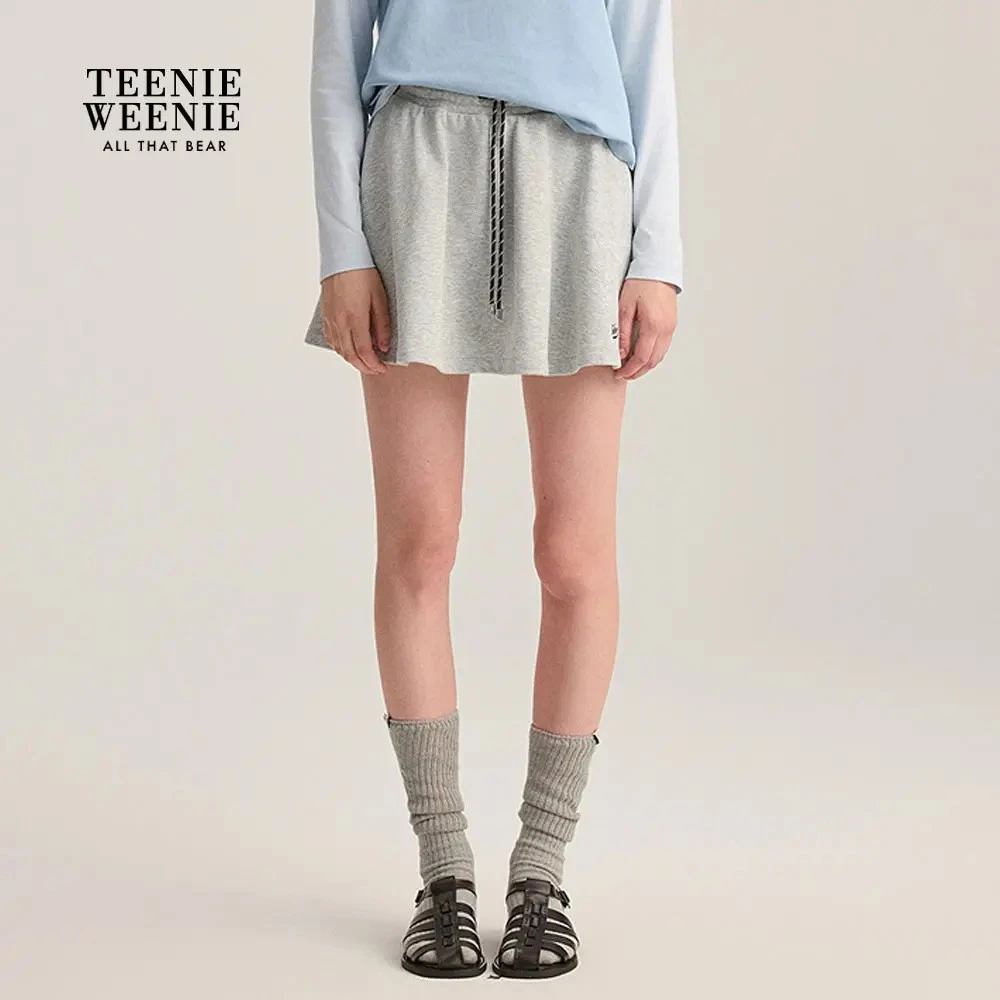 TeenieWeenie小熊女装半身裙25秋新款舒适喇叭汗布裙TTWM254901P