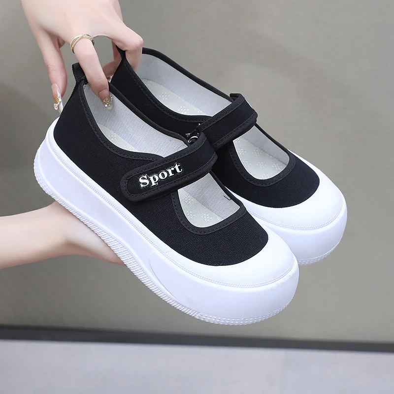 春季新款帆布鞋一脚蹬浅口时尚单鞋软底软面休闲运动小白鞋徒步鞋