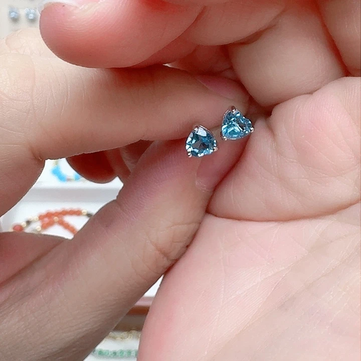 托帕石耳饰银S925镶嵌耳钉