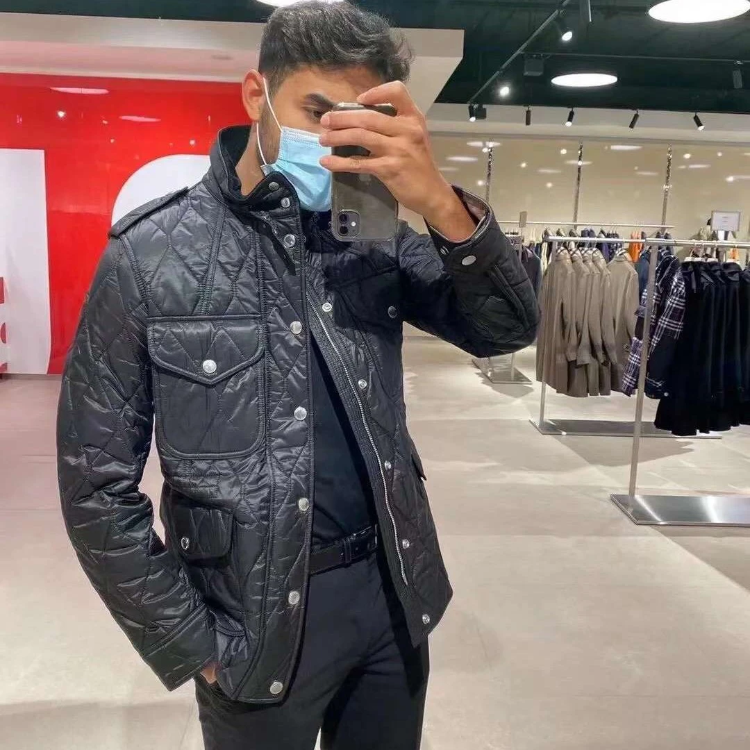 99新 BURBERRY/博柏利 Burberry 黑色绗缝拉链棉服 L码