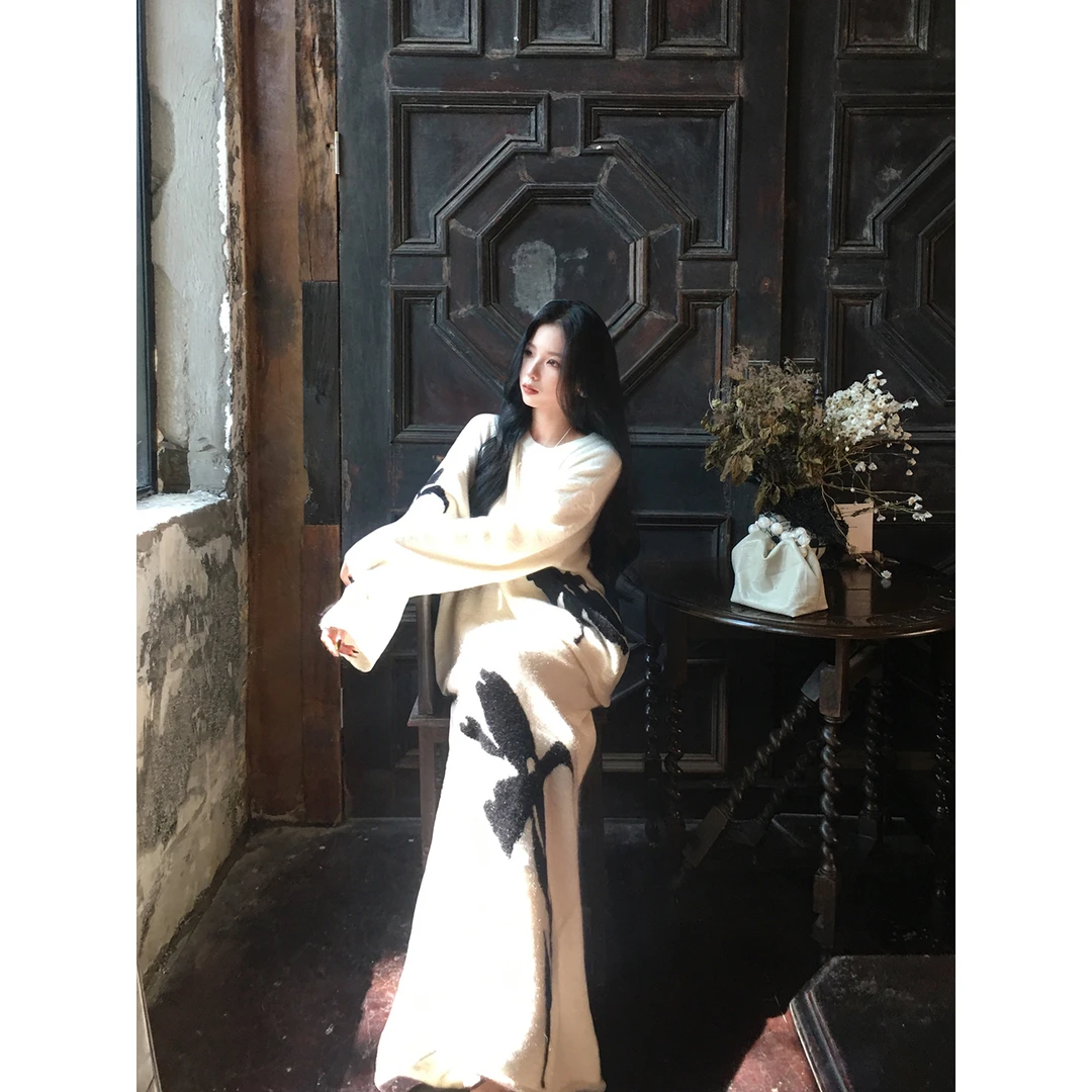 ICELOLLY巨好看的早秋上衣羊毛针织衫女秋季穿搭套装毛衣两件套