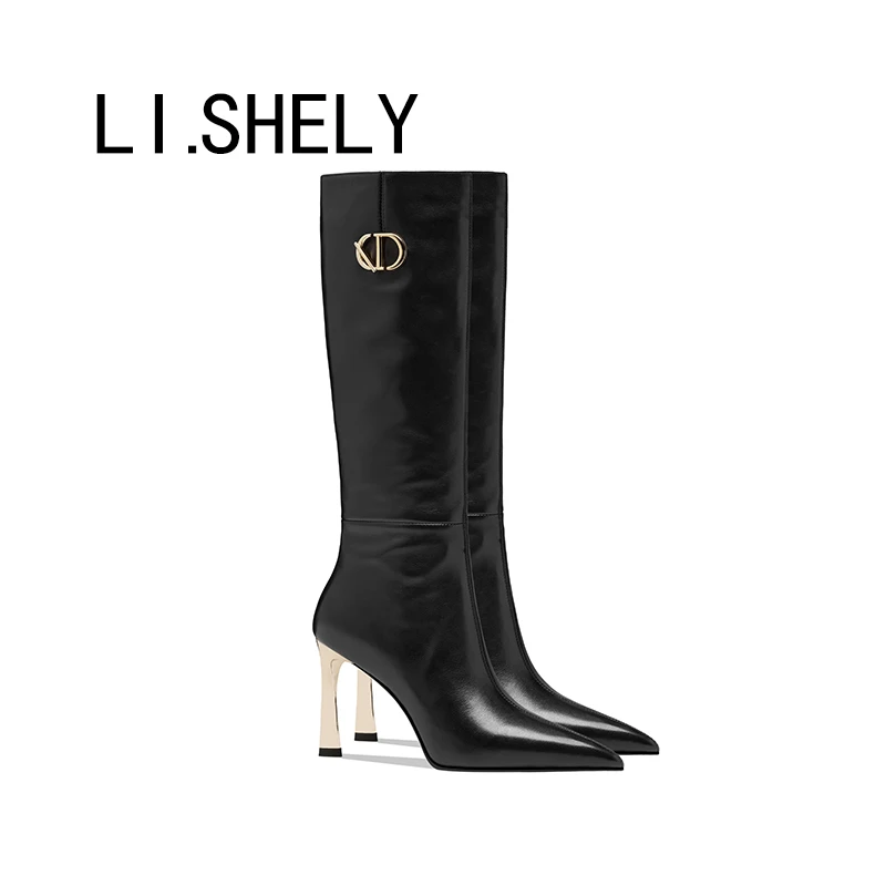 【122号】2025年秋冬新品时装靴黑色直筒靴细跟女靴气质长筒靴子