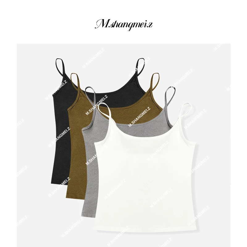 M.SHANGMEI.Z/沐熙【凉感背心】美大哥一字领莫代尔吊带背心X032249