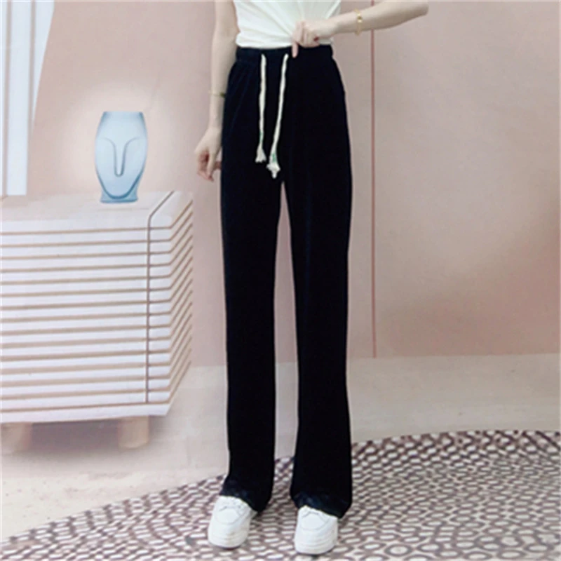 632清E6专柜撤柜春秋时尚气质百搭高腰休闲显瘦丝绒阔腿裤