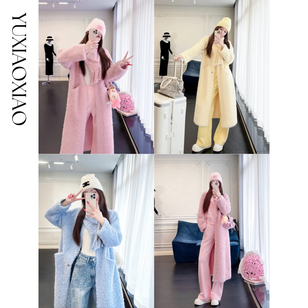 余潇潇【悉尼晨光】松弛慵懒宽松可拆卸围巾单排扣落肩长款外套