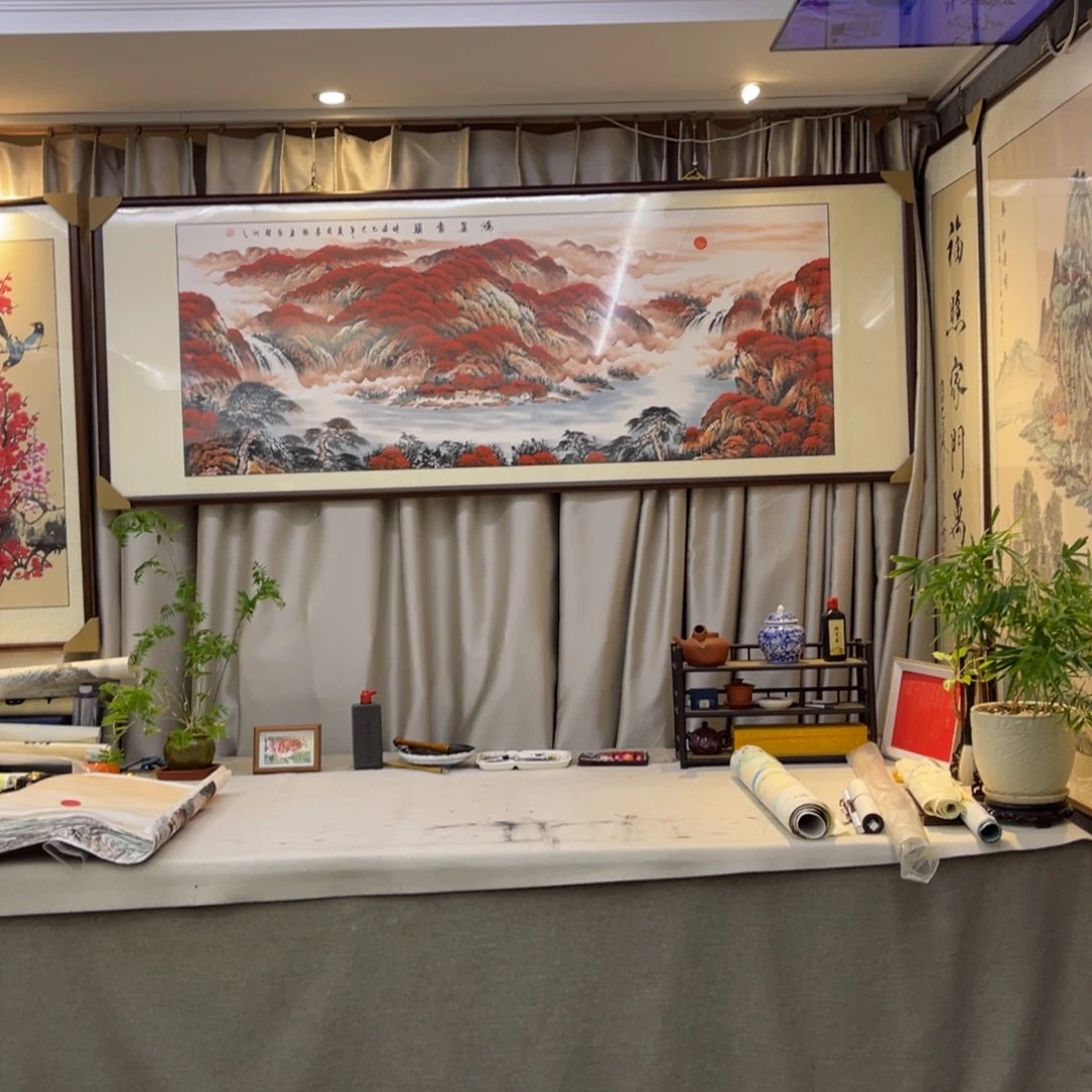 国画鸿运当头六尺成品画框一套