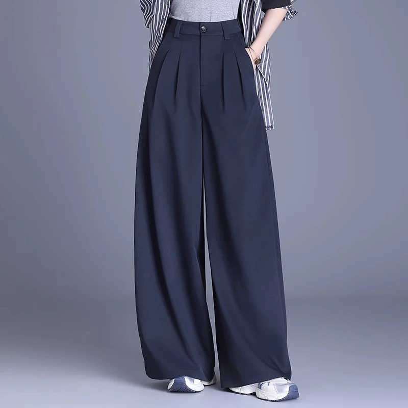 拉夏贝尔时尚弯刀阔腿休闲裤女2025新款爆款显瘦宽松慵懒风香蕉裤