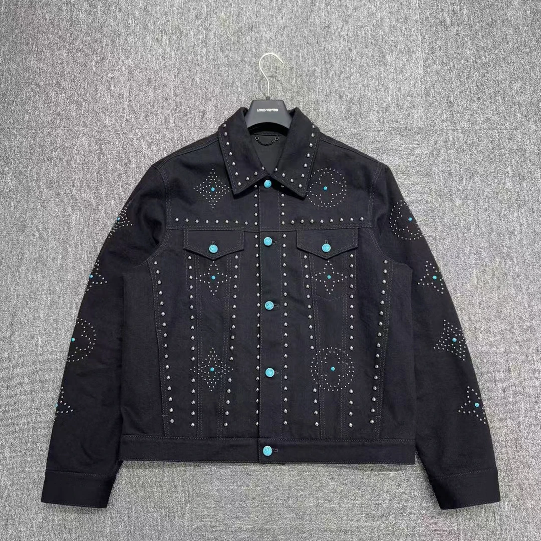 99新 LouisVuitton/路易威登 菲董绿松石铆钉图案牛仔夹克/12296