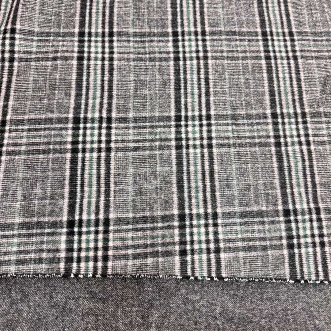 1000克【灰绿色格子双面羊毛呢】冬季羊毛马甲西服外套面料