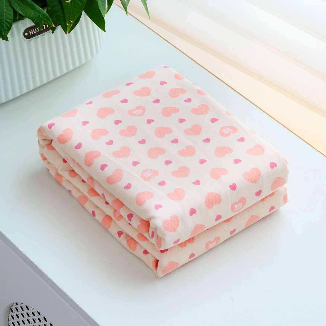 【京かわ会社】双层纱磨毛床单230*250cm 粉心