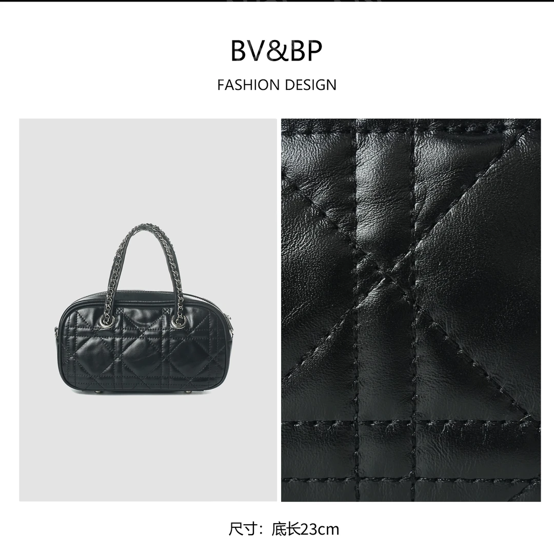 单根手工搭扣手提包黑色星球包包时尚链条包度假风BV88020-黑色