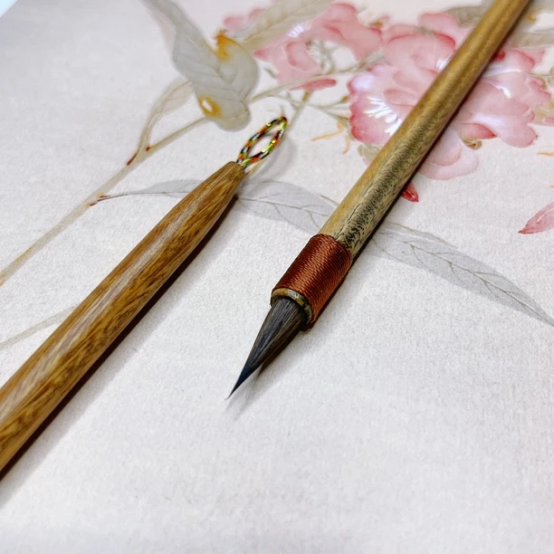 绿檀木发簪小楷毛笔黑尖紫毫适合文征明簪花书法练字抄经临摹勾线