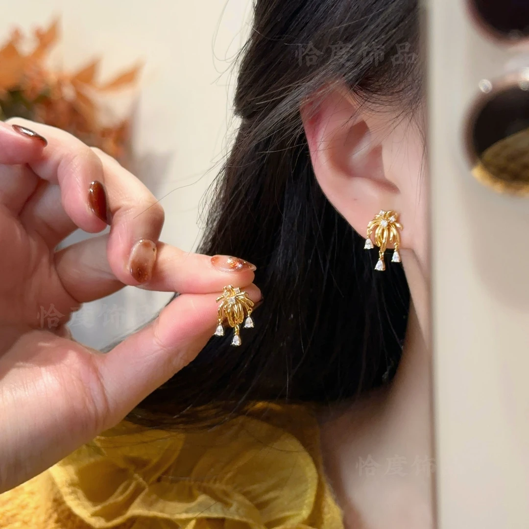 【恰度】精致烟花锆石耳钉轻奢百搭