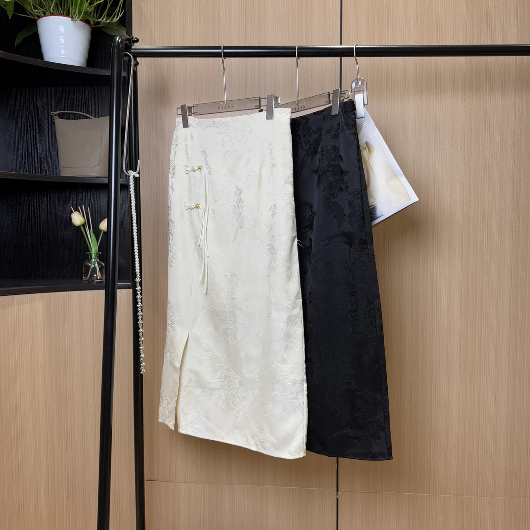 【燕子在南油】衣长85春夏人丝人棉国风提花半裙3516