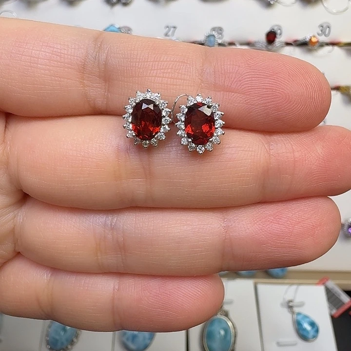 水晶耳饰银S925镶嵌