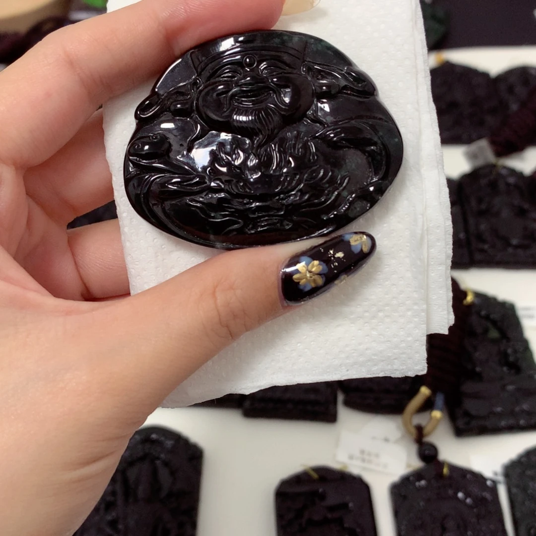 翡翠未镶嵌挂件天然a货钢琴黑挂件