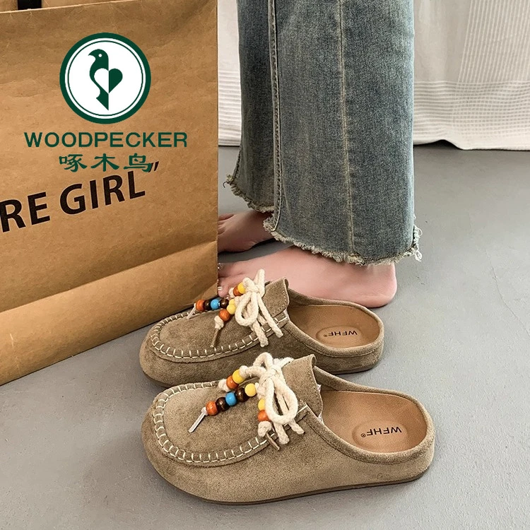 包头半拖鞋女外穿2025夏季新款透气厚底复古勃肯鞋一脚蹬懒人凉拖