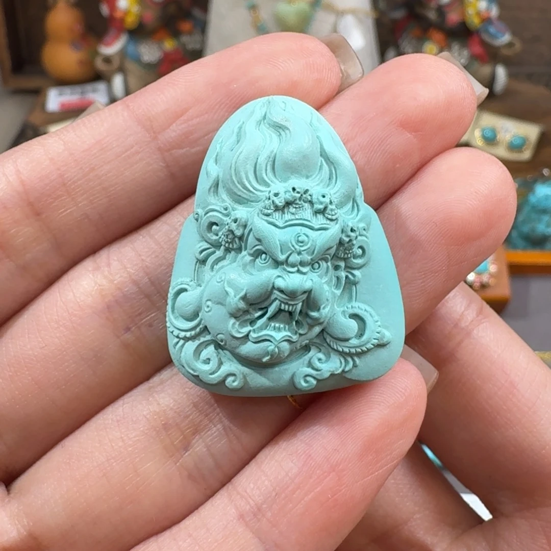 未镶嵌绿松石珠宝半成品李飞虎大黑天雕刻件
