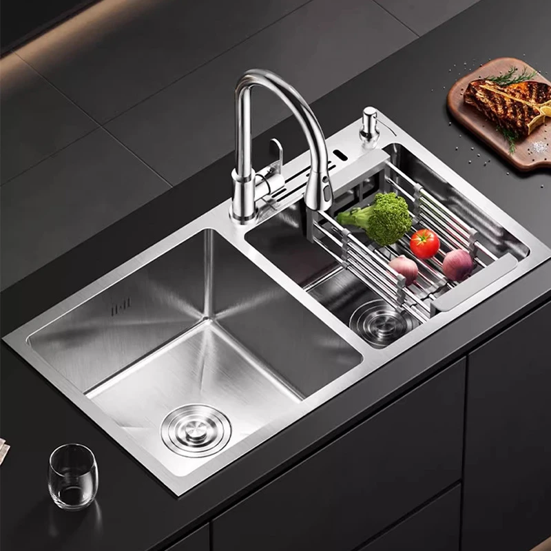 加厚水槽双槽304不锈钢厨房洗菜盆家用洗碗槽手工盆双水池台下盆