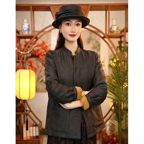 【董小姐】！宠粉福利！桑蚕丝龟裂纹香云纱蚕丝棉外套女