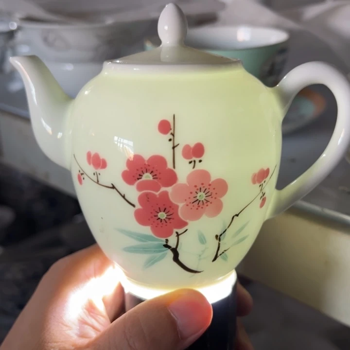 手绘翠竹红梅茶壶一个