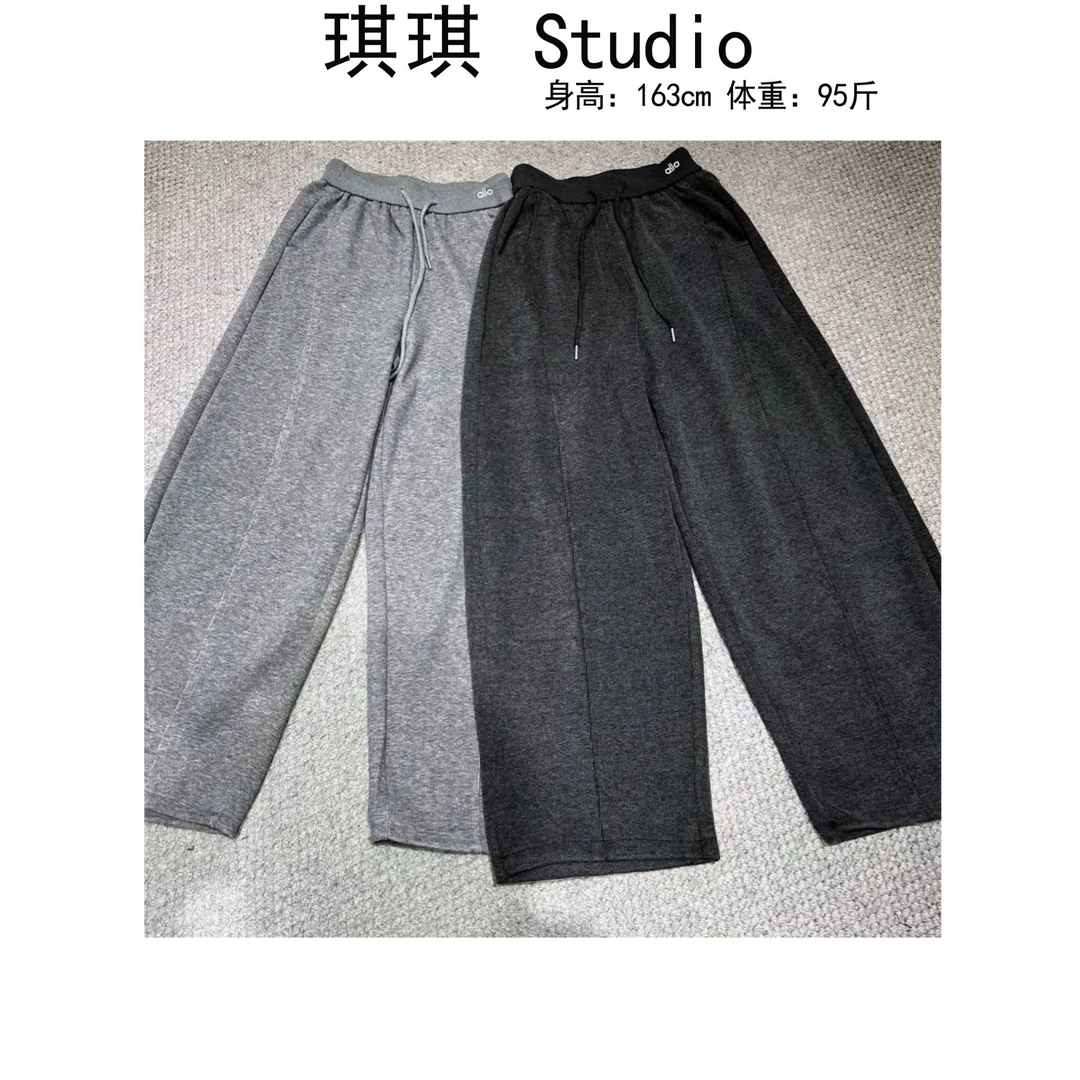 《琪琪家》秋季新款设计松紧腰抽绳刺绣字母宽松减龄休闲裤8239-CS