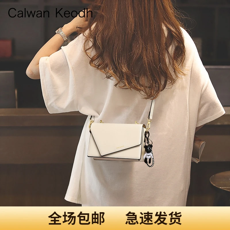 Calwan Keodh真皮包包女包斜挎包简约小方包生日礼物送女友送老婆