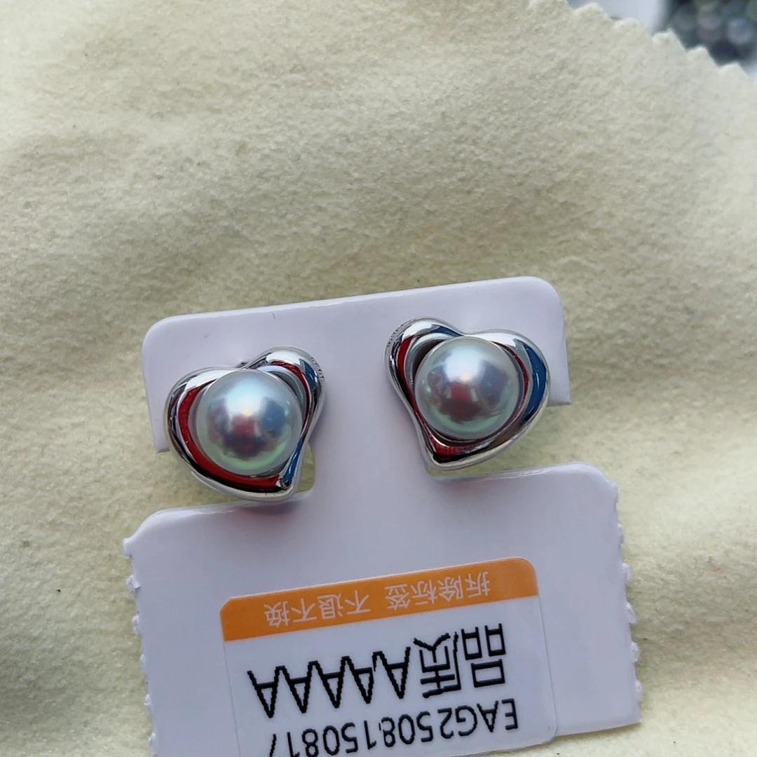 银S925镶嵌海水珍珠耳饰w52