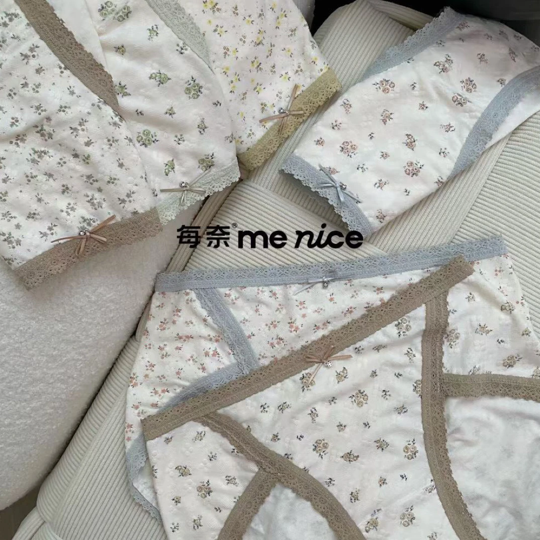 每奈小阳绒90-130斤柔美碎花高开中高腰平角女士内裤舒适透气