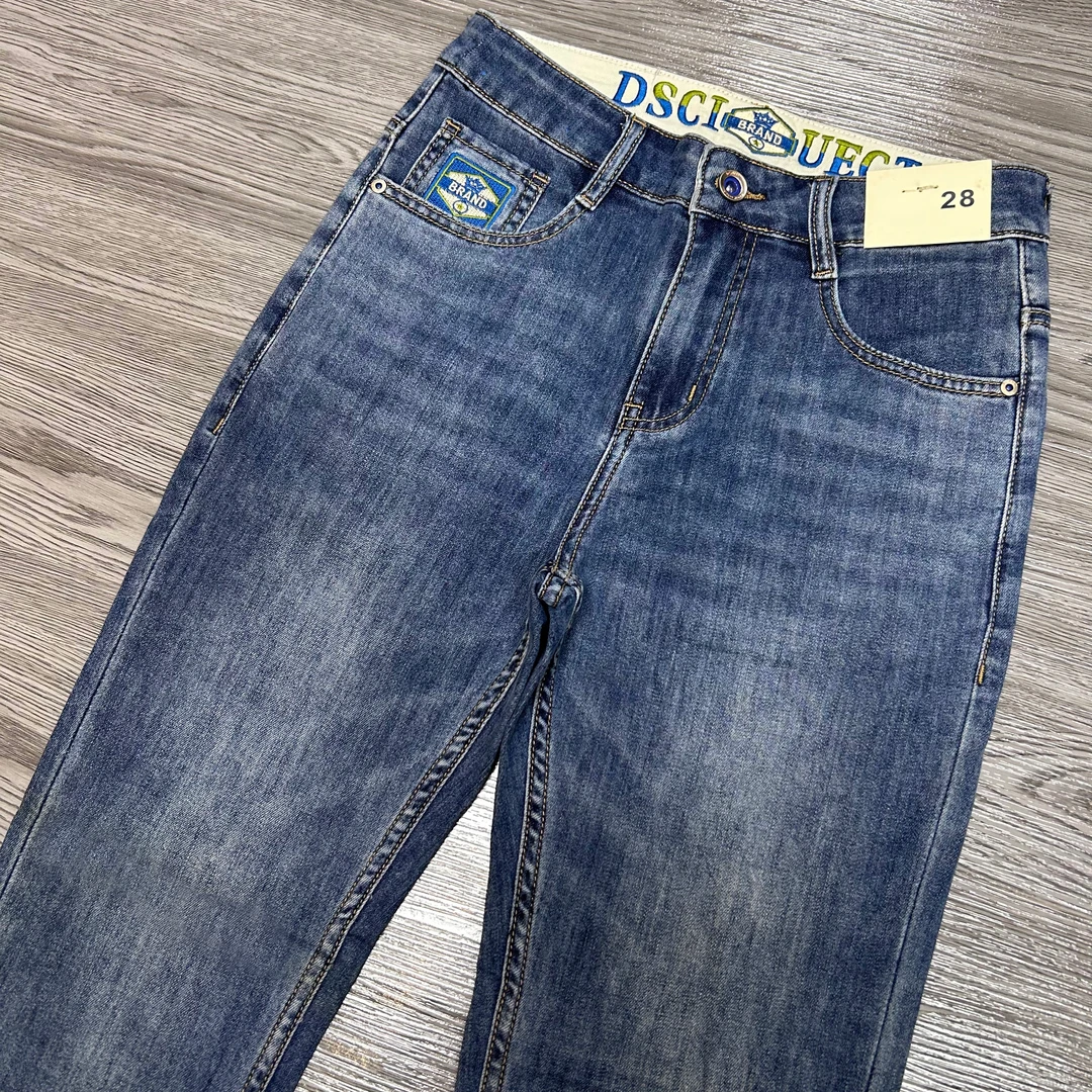 尾货清仓 春夏季薄款经典蓝男牛仔裤高端刺绣弹力修身小直筒长裤